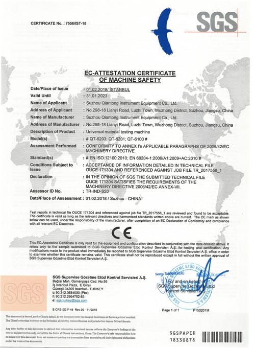 Certification SGS CE